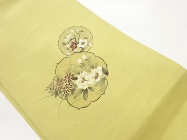 JAPANESE NAGOYA OBI / TSUMUGI / HAND PAINTED / UME
